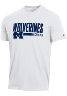 Champion Michigan Wolverines White Stadium Distressed Short Sleeve T Shirt