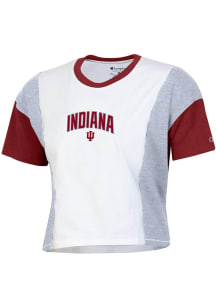 Champion Indiana Hoosiers Womens White Crop Panel Short Sleeve T-Shirt