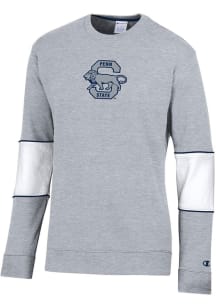 Champion Penn State Nittany Lions Mens Grey Super Fan Colorblocked Primary Logo Long Sleeve Crew S..