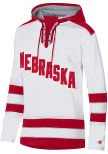 Champion Nebraska Cornhuskers Mens White Super Fan Hockey Long Sleeve Hoodie
