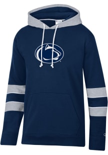Champion Penn State Nittany Lions Mens Navy Blue Super Fan Colorblocked Arch Name Long Sleeve Hood..
