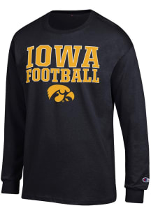 Champion Iowa Hawkeyes Black Stacked Football Long Sleeve T Shirt