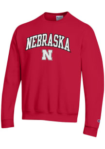 Champion Nebraska Cornhuskers Mens Red Arch Mascot Edition Long Sleeve Crew Sweatshirt