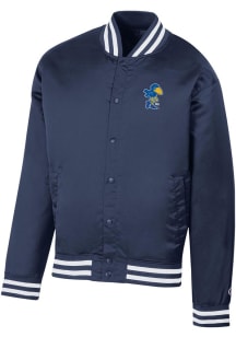 Champion Kansas Jayhawks Mens Navy Blue Super Fan Satin Bomber Medium Weight Jacket