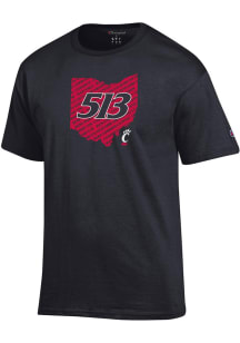 Champion Cincinnati Bearcats Black 513 Day Graphic Short Sleeve T Shirt