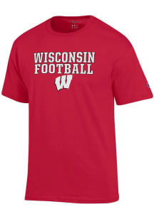 Champion Wisconsin Badgers Red Stacked Football Short Sleeve T Shirt