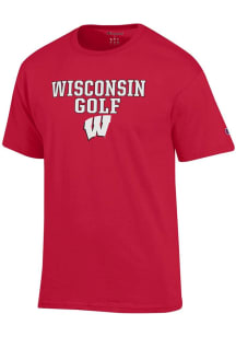 Champion Wisconsin Badgers Red Stacked Golf Short Sleeve T Shirt