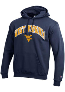 Champion West Virginia Mountaineers Mens Navy Blue Arch Mascot Long Sleeve Hoodie