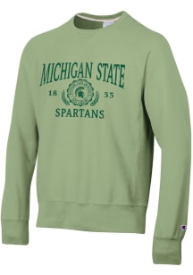 Champion Michigan State Spartans Mens Green Cloud Wash Long Sleeve Crew Sweatshirt