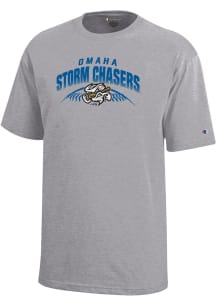 Vortex  Champion Omaha Storm Chasers Youth Grey Baseball Short Sleeve T-Shirt