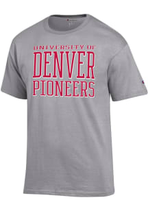 Champion Denver Pioneers Grey Cotton Short Sleeve T Shirt