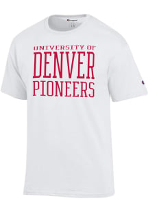 Champion Denver Pioneers White Cotton Short Sleeve T Shirt