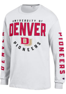 Champion Denver Pioneers White Cotton Long Sleeve T Shirt