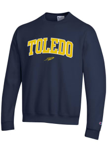 Champion Toledo Rockets Mens Navy Blue Arch Mascot Powerblend Long Sleeve Crew Sweatshirt