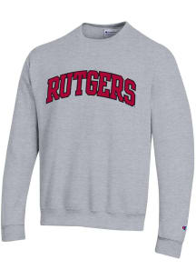 Champion Rutgers Scarlet Knights Mens Grey Arch Name Twill Long Sleeve Crew Sweatshirt