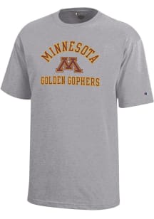 Champion Minnesota Golden Gophers Youth Grey Primary Logo Short Sleeve T-Shirt