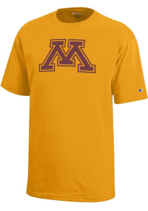 Champion Minnesota Golden Gophers Youth Gold Primary Logo Short Sleeve T-Shirt
