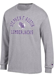 Champion SFA Lumberjacks Grey Arch Mascot Long Sleeve T Shirt