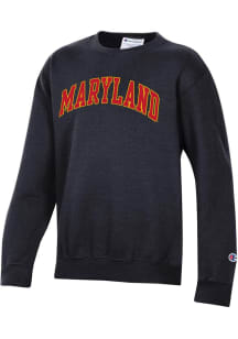 Champion Maryland Terrapins Youth Black Powerblend Fleece Long Sleeve Crew Sweatshirt