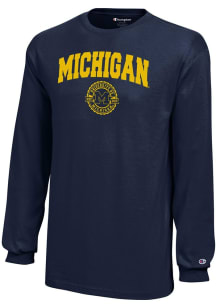 Champion Michigan Wolverines Youth Blue Primary Logo Long Sleeve T-Shirt