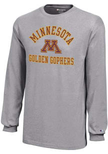 Champion Minnesota Golden Gophers Youth Grey Primary Logo Long Sleeve T-Shirt