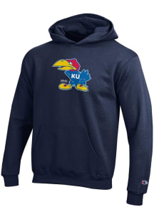 Champion Kansas Jayhawks Youth Navy Blue Primary Logo Long Sleeve Hoodie
