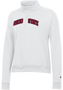 Champion Ohio State Buckeyes Womens White Twill Qtr Zip