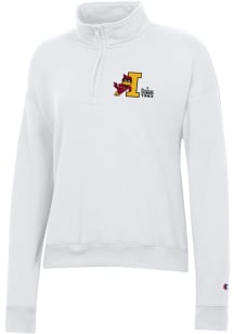 Champion Iowa State Cyclones Womens White Powerblend Qtr Zip