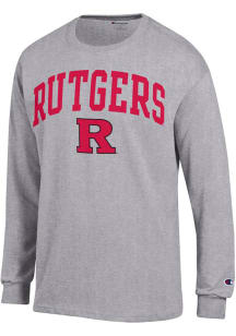 Champion Rutgers Scarlet Knights Grey Arch Mascot Long Sleeve T Shirt