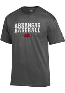 Champion Arkansas Razorbacks Grey Baseball Short Sleeve T Shirt