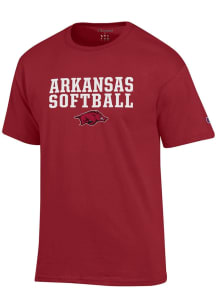 Champion Arkansas Razorbacks Cardinal Softball Short Sleeve T Shirt