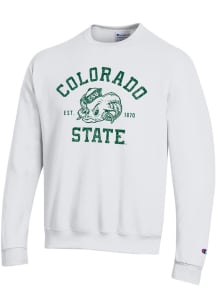 Champion Colorado State Rams Mens White No 1 Vault Long Sleeve Crew Sweatshirt