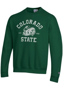Champion Colorado State Rams Mens Green No 1 Vault Long Sleeve Crew Sweatshirt