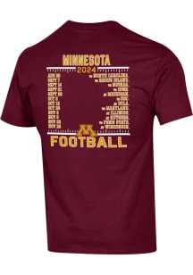 Champion Minnesota Golden Gophers Maroon 2024 Football Schedule Short Sleeve T Shirt