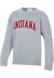 Champion Indiana Hoosiers Youth Grey Arch Long Sleeve Crew Sweatshirt