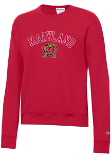 Champion Maryland Terrapins Womens Red Powerblend Crew Sweatshirt