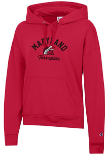 Champion Maryland Terrapins Womens Red Powerblend Hooded Sweatshirt