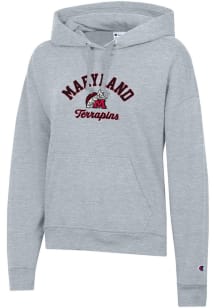 Champion Maryland Terrapins Womens Grey Powerblend Design Hooded Sweatshirt