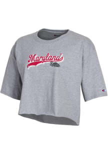 Champion Maryland Terrapins Womens Grey Boyfriend Short Sleeve T-Shirt