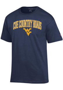 Champion West Virginia Mountaineers Navy Blue Arch Mascot Short Sleeve T Shirt