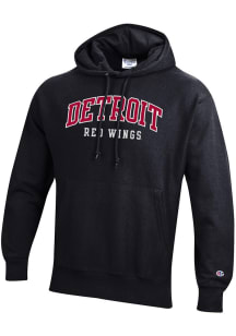 Champion Detroit Red Wings Mens Black Reverse Weave Long Sleeve Hoodie