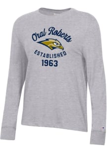 Champion Oral Roberts Golden Eagles Womens Grey Core LS Tee