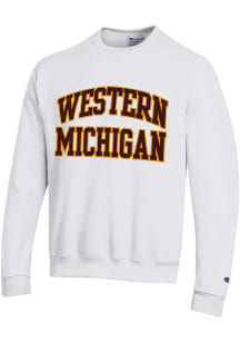 Champion Western Michigan Broncos Mens White Arch Name Powerblend Long Sleeve Crew Sweatshirt