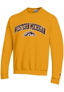 Champion Western Michigan Broncos Mens Gold Arch Mascot Powerblend Long Sleeve Crew Sweatshirt