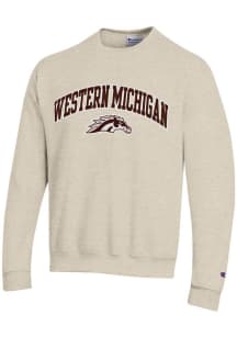 Champion Western Michigan Broncos Mens Oatmeal Arch Mascot Powerblend Long Sleeve Crew Sweatshirt