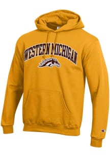 Champion Western Michigan Broncos Mens Gold Arch Mascot Powerblend Long Sleeve Hoodie