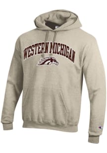 Champion Western Michigan Broncos Mens Oatmeal Arch Mascot Powerblend Long Sleeve Hoodie