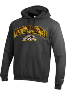 Champion Western Michigan Broncos Mens Grey Arch Mascot Powerblend Long Sleeve Hoodie
