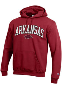 Champion Arkansas Razorbacks Mens Cardinal Arch Name Powerblend Twill Long Sleeve Hoodie