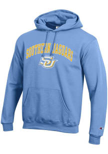 Champion Southern University Jaguars Mens Light Blue Arch Mascot Long Sleeve Hoodie